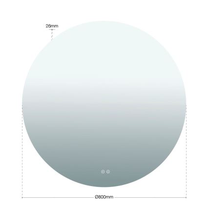 LED kupaonsko zidno ogledalo s integriranim grijačem i pozadinskim LED osvjetljenjem FOCUS 27W/230V 3000/4200/6000K promjer 80 cm IP44