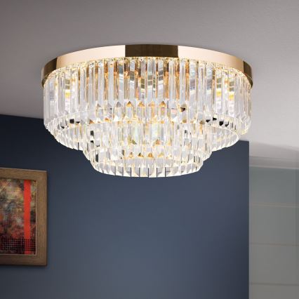 LED Prigušiva kristalna stropna svjetiljka PRISM LED/80W/230V pr. 55 cm 24K zlatna