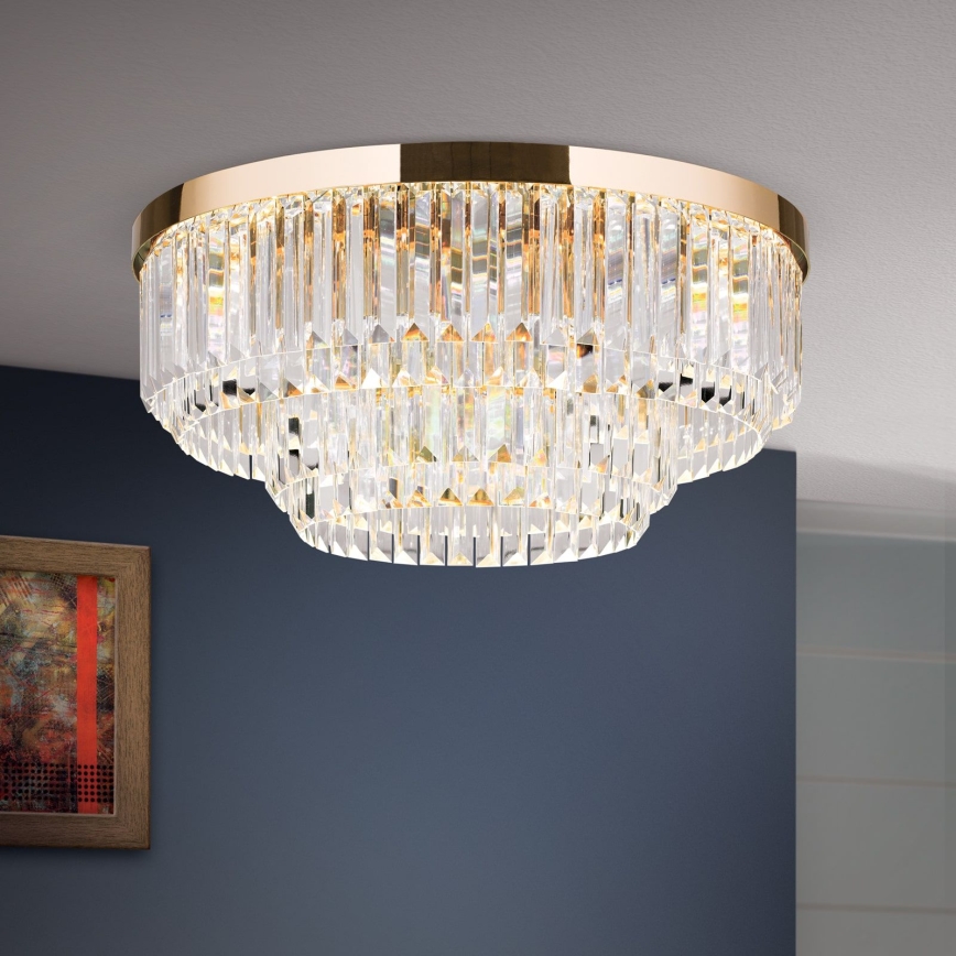 LED Prigušiva kristalna stropna svjetiljka PRISM LED/80W/230V pr. 55 cm 24K zlatna