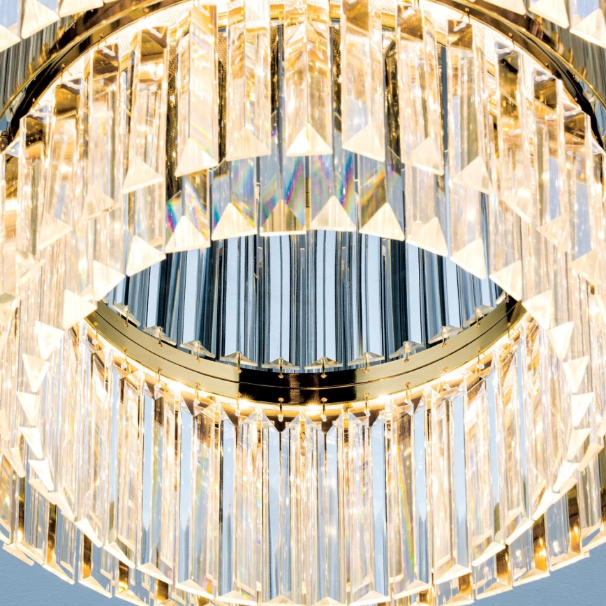 LED Prigušiva kristalna stropna svjetiljka PRISM LED/80W/230V pr. 55 cm 24K zlatna