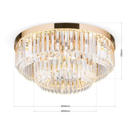 LED Prigušiva kristalna stropna svjetiljka PRISM LED/80W/230V pr. 55 cm 24K zlatna