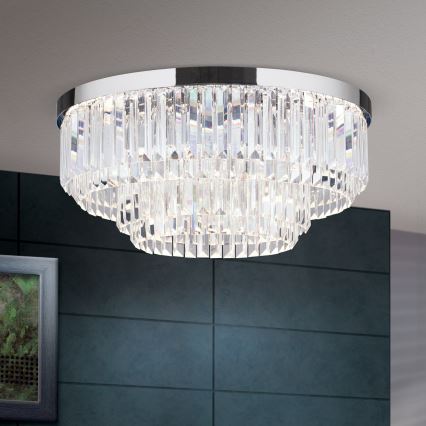 LED Prigušiva kristalna stropna svjetiljka PRISM LED/80W/230V pr. 55 cm sjajni krom
