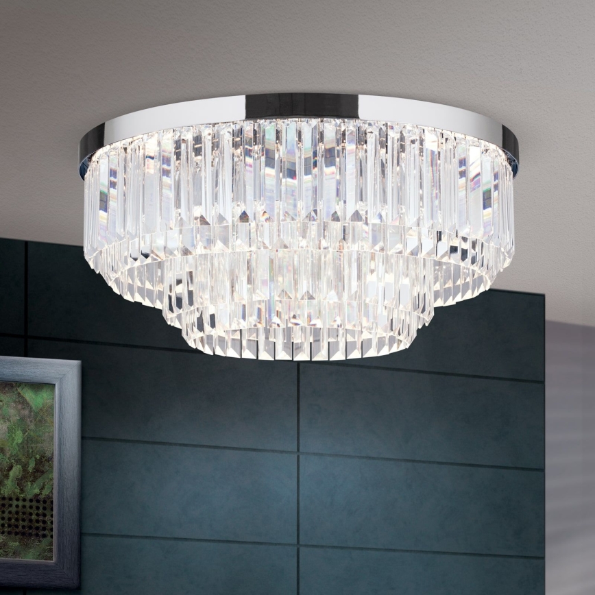 LED Prigušiva kristalna stropna svjetiljka PRISM LED/80W/230V pr. 55 cm sjajni krom