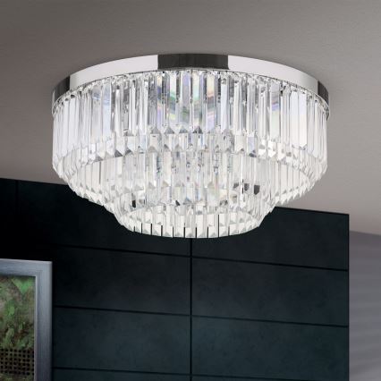 LED Prigušiva kristalna stropna svjetiljka PRISM LED/80W/230V pr. 55 cm sjajni krom