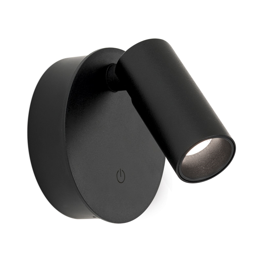 LED prigušivo punjivo dodirno zidno točkasto svjetlo LUXY LED/1W/5V 2200 mAh 2700/3000/4000K crno