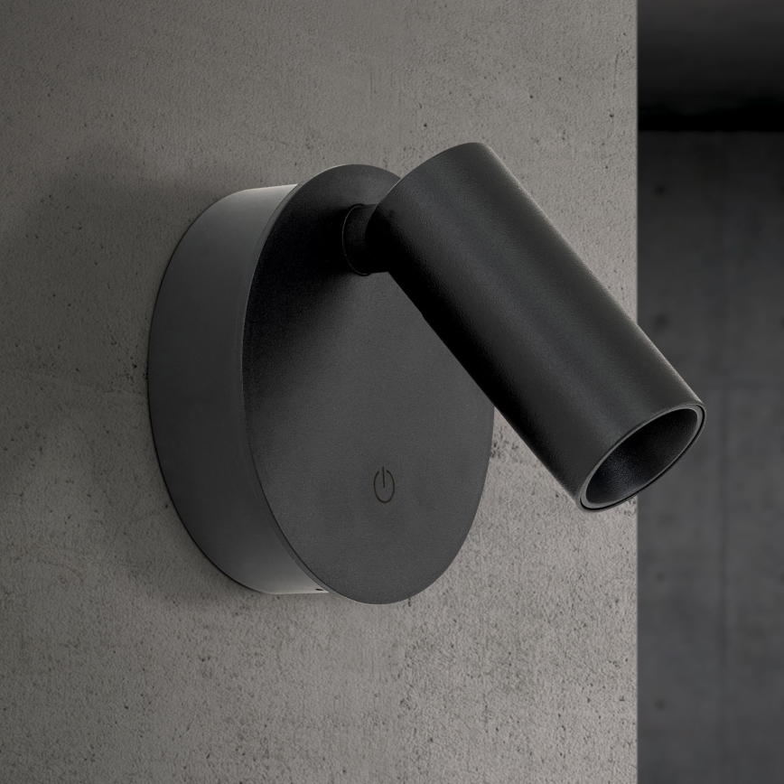 LED prigušivo punjivo dodirno zidno točkasto svjetlo LUXY LED/1W/5V 2200 mAh 2700/3000/4000K crno