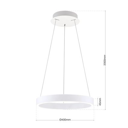 LED luster s mogućnošću prigušivanja na sajli KOLK LED/40W/230V 2700/3000/4000K Ø 40 cm bijela