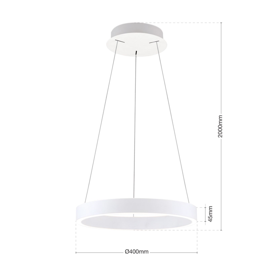 LED luster s mogućnošću prigušivanja na sajli KOLK LED/40W/230V 2700/3000/4000K Ø 40 cm bijela