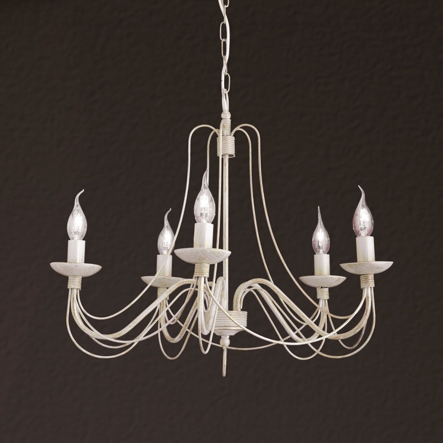 Luster na lancu VELA 5xE14/40W/230V pr. 60 cm bijela/zlatna/patina