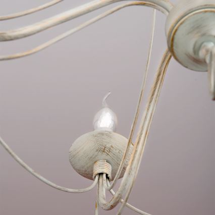 Luster na lancu VELA 5xE14/40W/230V pr. 60 cm bijela/zlatna/patina