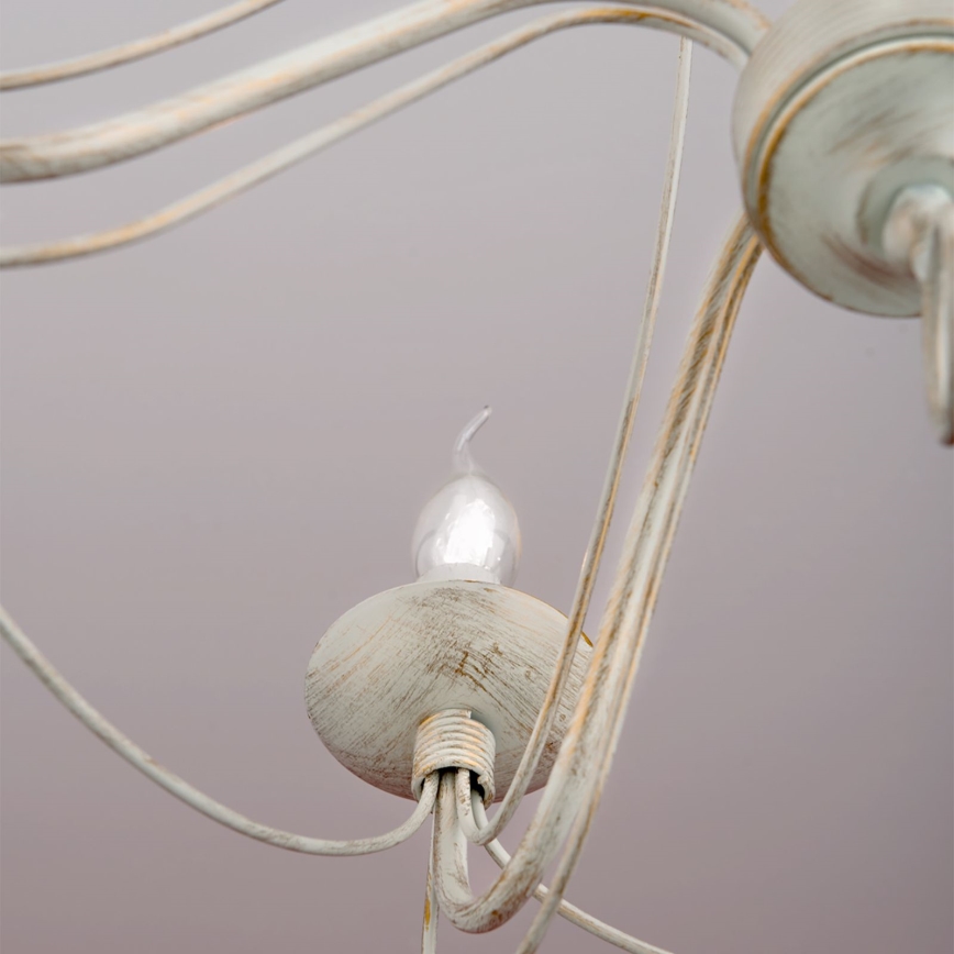 Luster na lancu VELA 5xE14/40W/230V pr. 60 cm bijela/zlatna/patina