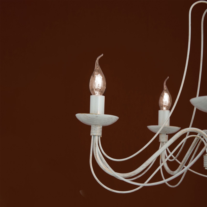 Luster na lancu VELA 5xE14/40W/230V pr. 60 cm bijela/zlatna/patina