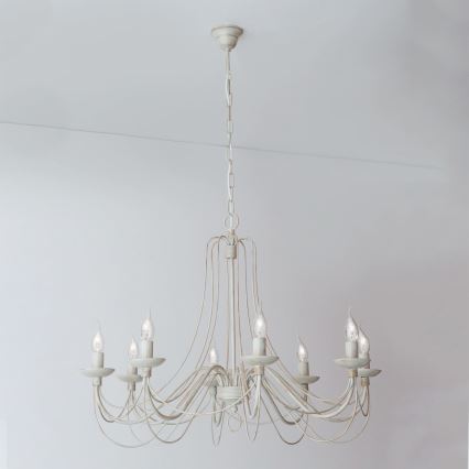 Luster na lancu VELA 8xE14/40W/230V pr. 80 cm bijela/zlatna/patina