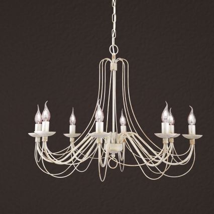 Luster na lancu VELA 8xE14/40W/230V pr. 80 cm bijela/zlatna/patina