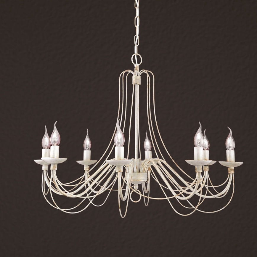 Luster na lancu VELA 8xE14/40W/230V pr. 80 cm bijela/zlatna/patina