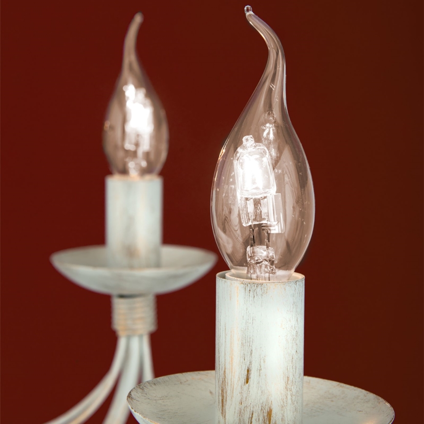 Luster na lancu VELA 8xE14/40W/230V pr. 80 cm bijela/zlatna/patina