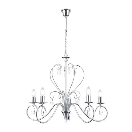 Kristalni luster na lancu ALESSIA 5xE14/40W/230V sjajni krom
