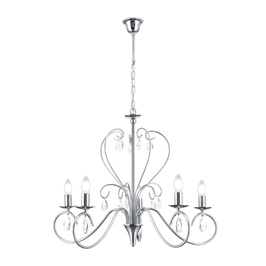 Kristalni luster na lancu ALESSIA 5xE14/40W/230V sjajni krom