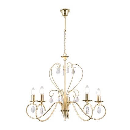 Kristalni luster na lancu ALESSIA 5xE14/40W/230V zlatna