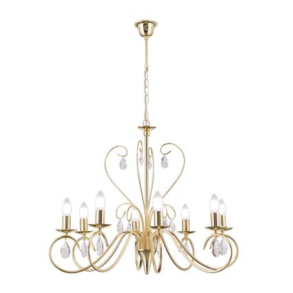 Kristalni luster na lancu ALESSIA 8xE14/40W/230V zlatna