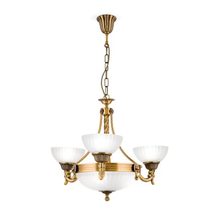 Luster na lancu ROCCA 6xE27/60W/230V pr. 64 cm bronca/bijela