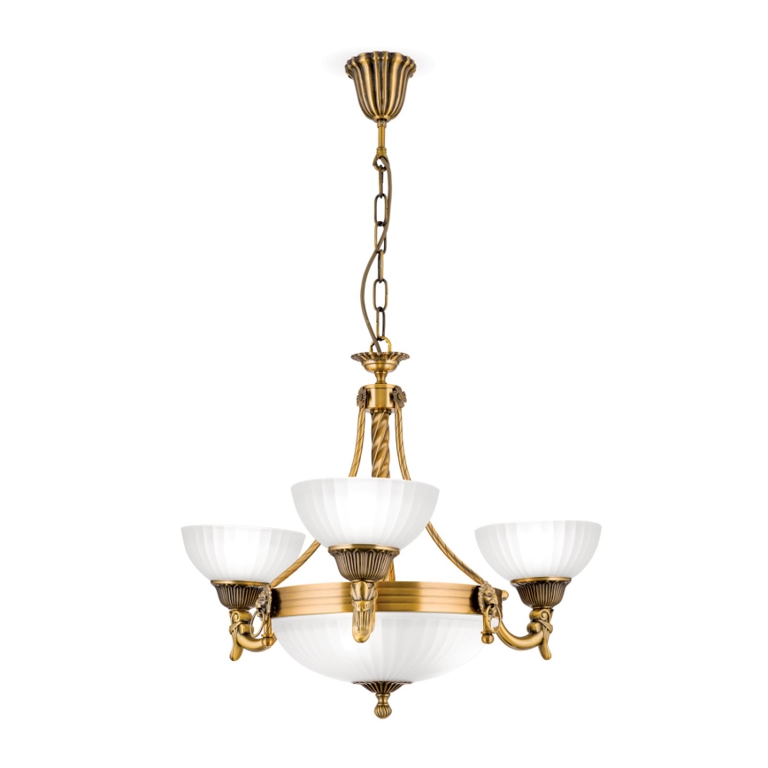 Luster na lancu ROCCA 6xE27/60W/230V pr. 64 cm bronca/bijela