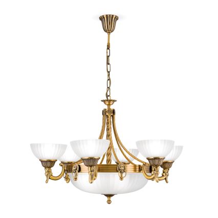 Luster na lancu ROCCA 9xE27/60W/230V pr. 75 cm bronca/bijela