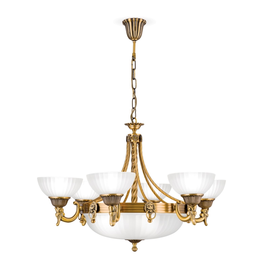 Luster na lancu ROCCA 9xE27/60W/230V pr. 75 cm bronca/bijela