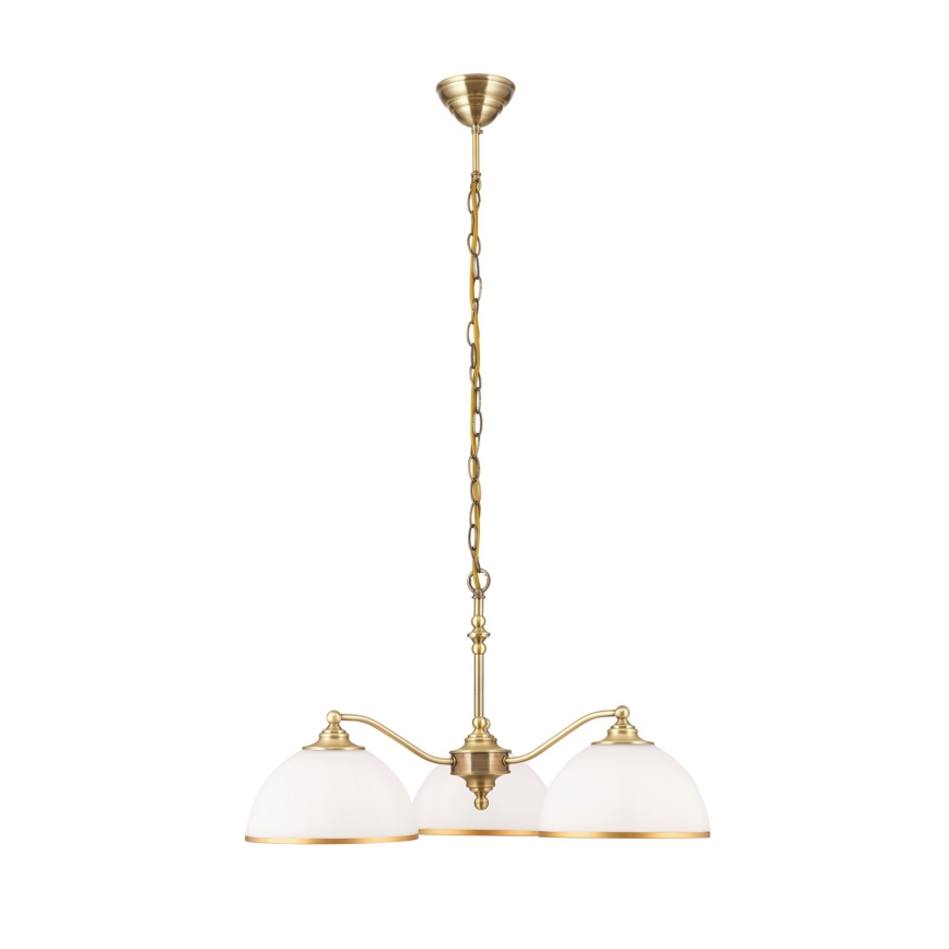 Luster na lancu OLD LAMP 3xE27/40W/230V pr. 65 cm bijela/mesing