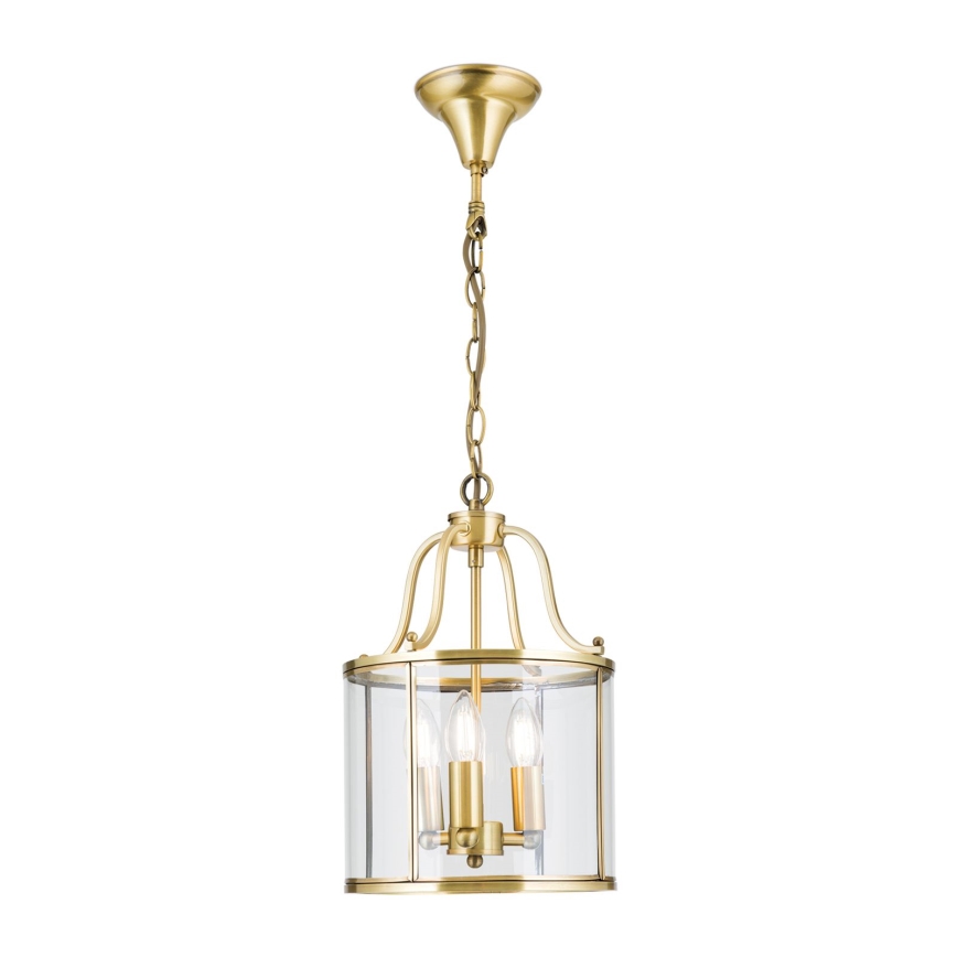 Luster na lancu BRUNO, 3xE14/40W/230V, Ø 25 cm, zlatni