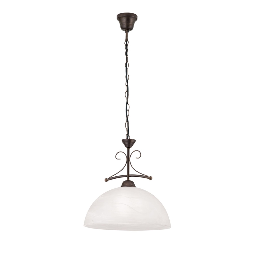 Luster na lancu RULA 1xE27/40W/230V Ø 35 cm bijela/brončana