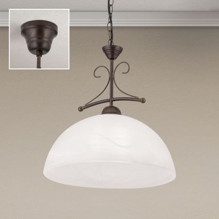 Luster na lancu RULA 1xE27/40W/230V Ø 35 cm bijela/brončana