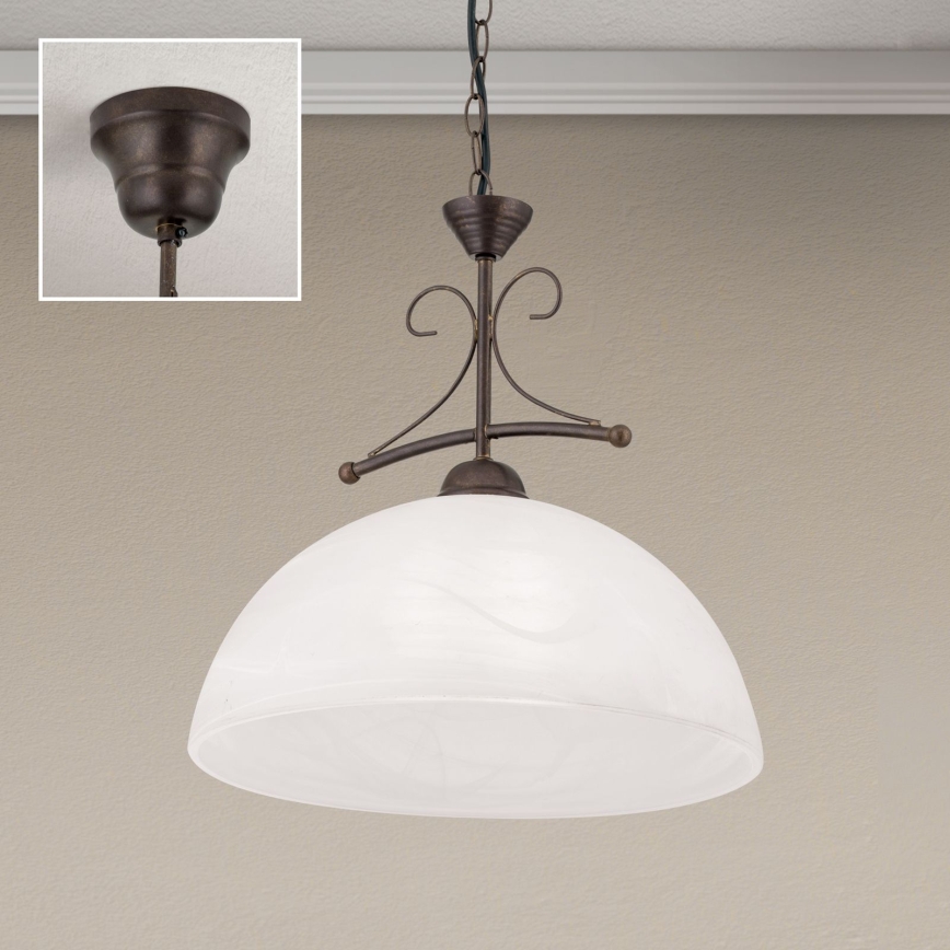 Luster na lancu RULA 1xE27/40W/230V Ø 35 cm bijela/brončana