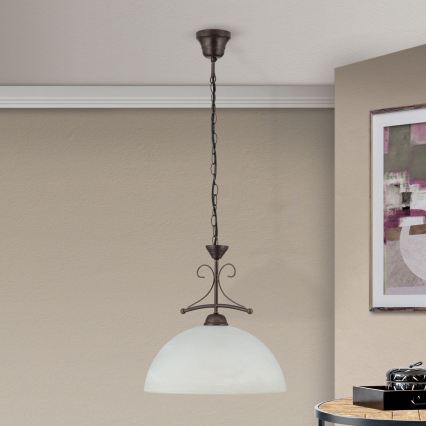 Luster na lancu RULA 1xE27/40W/230V Ø 35 cm bijela/brončana