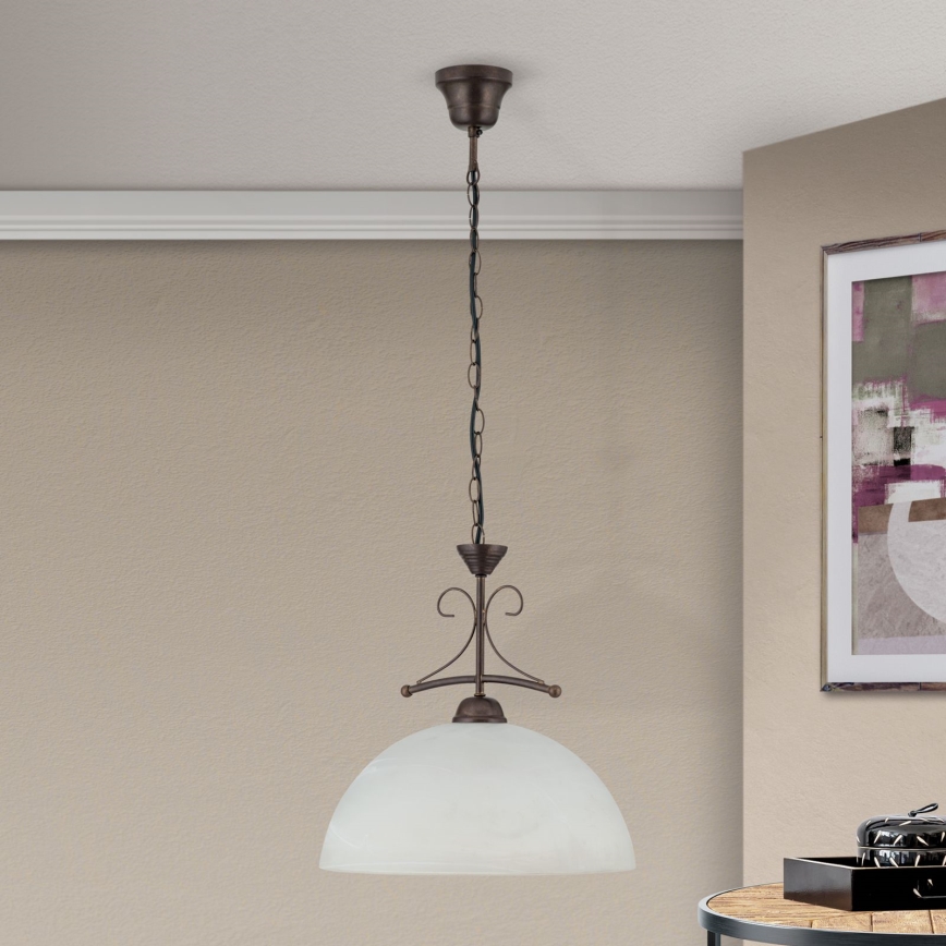 Luster na lancu RULA 1xE27/40W/230V Ø 35 cm bijela/brončana