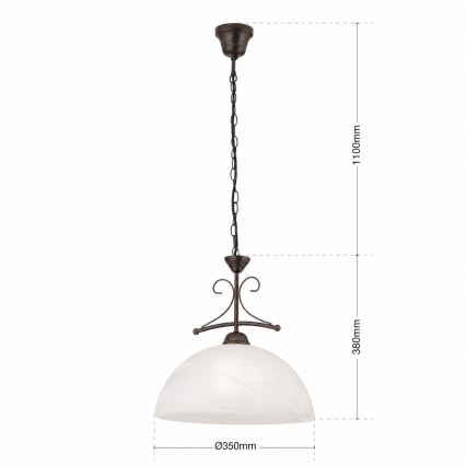Luster na lancu RULA 1xE27/40W/230V Ø 35 cm bijela/brončana