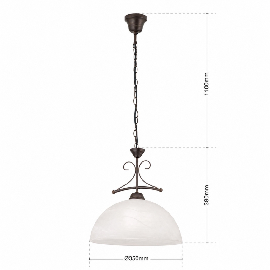 Luster na lancu RULA 1xE27/40W/230V Ø 35 cm bijela/brončana