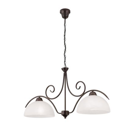 Luster na lancu RULA 2xE27/40W/230V bijela/bronza