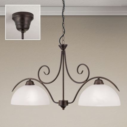 Luster na lancu RULA 2xE27/40W/230V bijela/bronza
