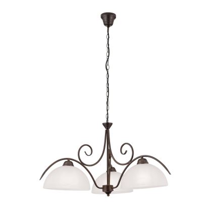 Luster na lancu RULA 3xE27/40W/230V promjer 70 cm bijela/brončana