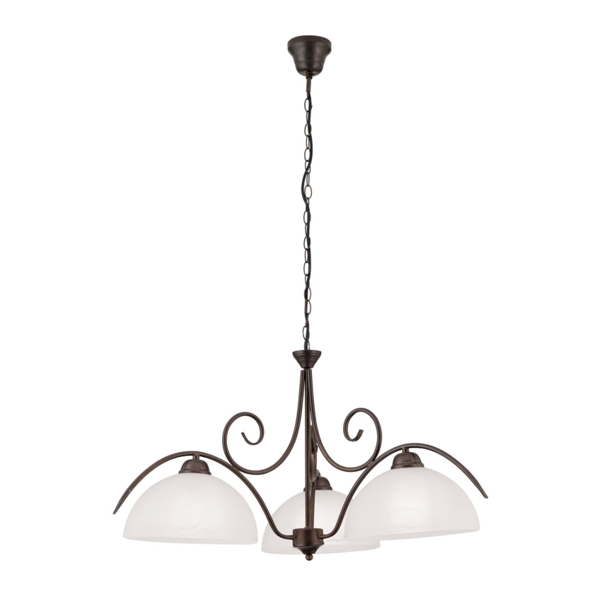 Luster na lancu RULA 3xE27/40W/230V promjer 70 cm bijela/brončana