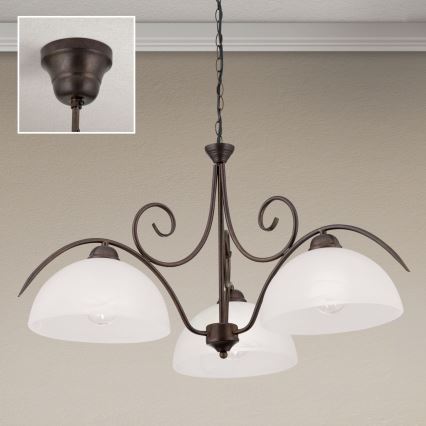 Luster na lancu RULA 3xE27/40W/230V promjer 70 cm bijela/brončana