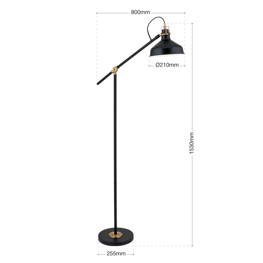 Podna lampa SCHILLER 1xE27/40W/230V crna/bronca