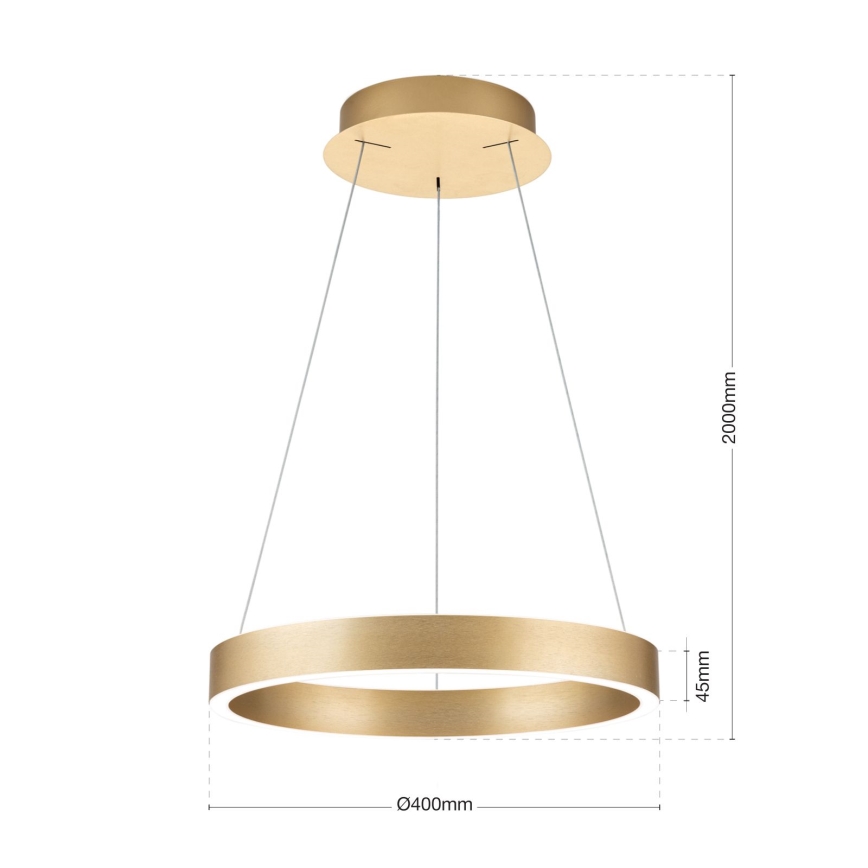 LED luster na užetu KOLK s mogućnošću prigušivanja LED/40W/230V 2700/3000/4000K prom. 40 cm zlatna