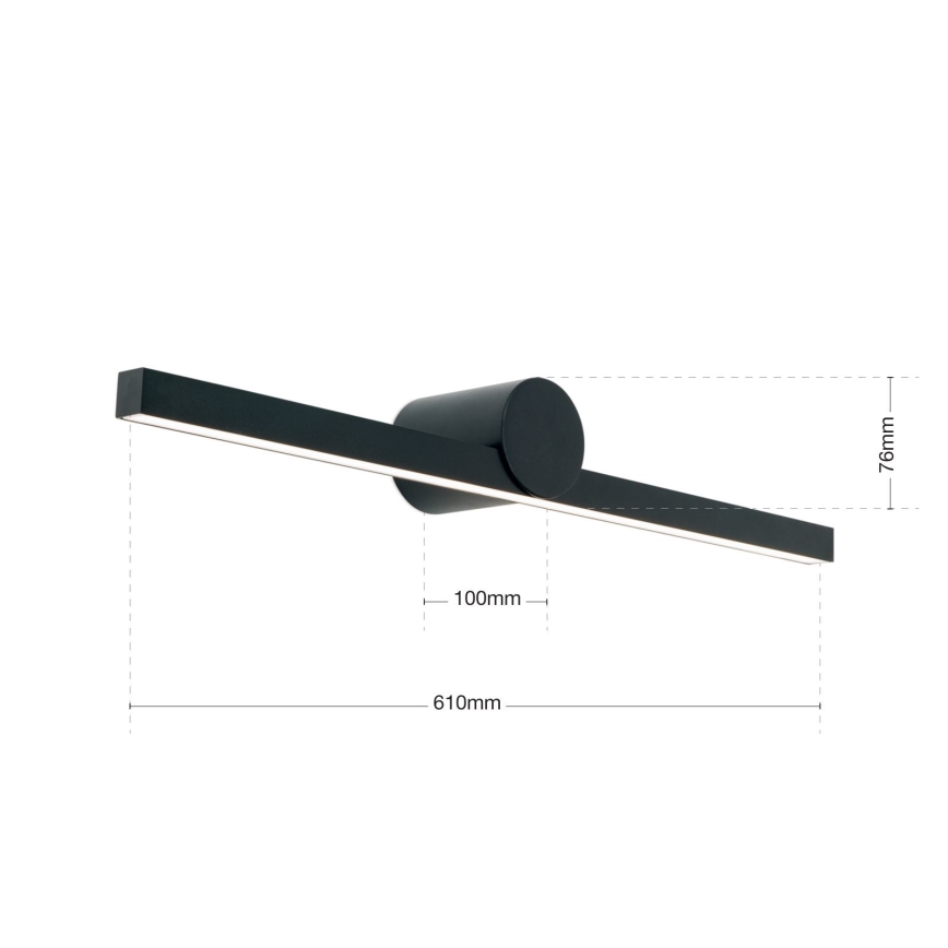 LED Rasvjeta za ogledalo u kupaonici BEAUTY LED/12W/230V 61 cm IP54 crna