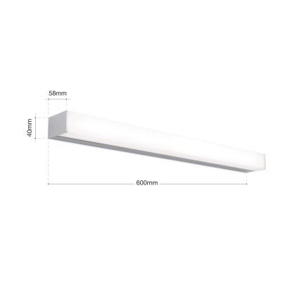 LED Rasvjeta za ogledalo u kupaonici HORIZON LED/12W/230V 3000/4000K 60 cm IP44 srebrna