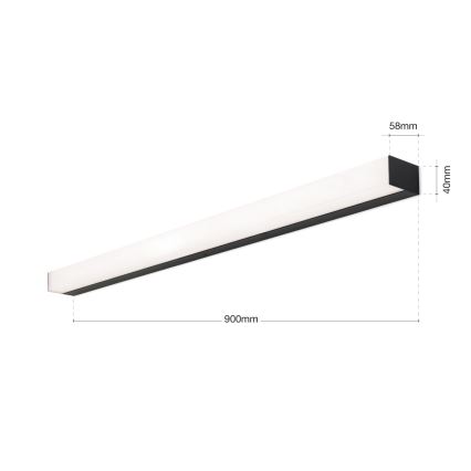 LED Rasvjeta za ogledalo u kupaonici HORIZON LED/18W/230V 3000/4000K 90 cm IP44 crna
