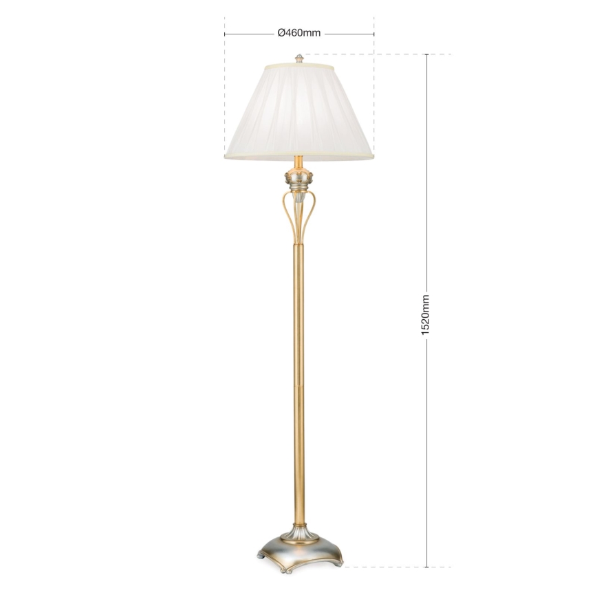 Podna lampa TIZIA 1xE27/60W/230V bijela/zlatna/patina