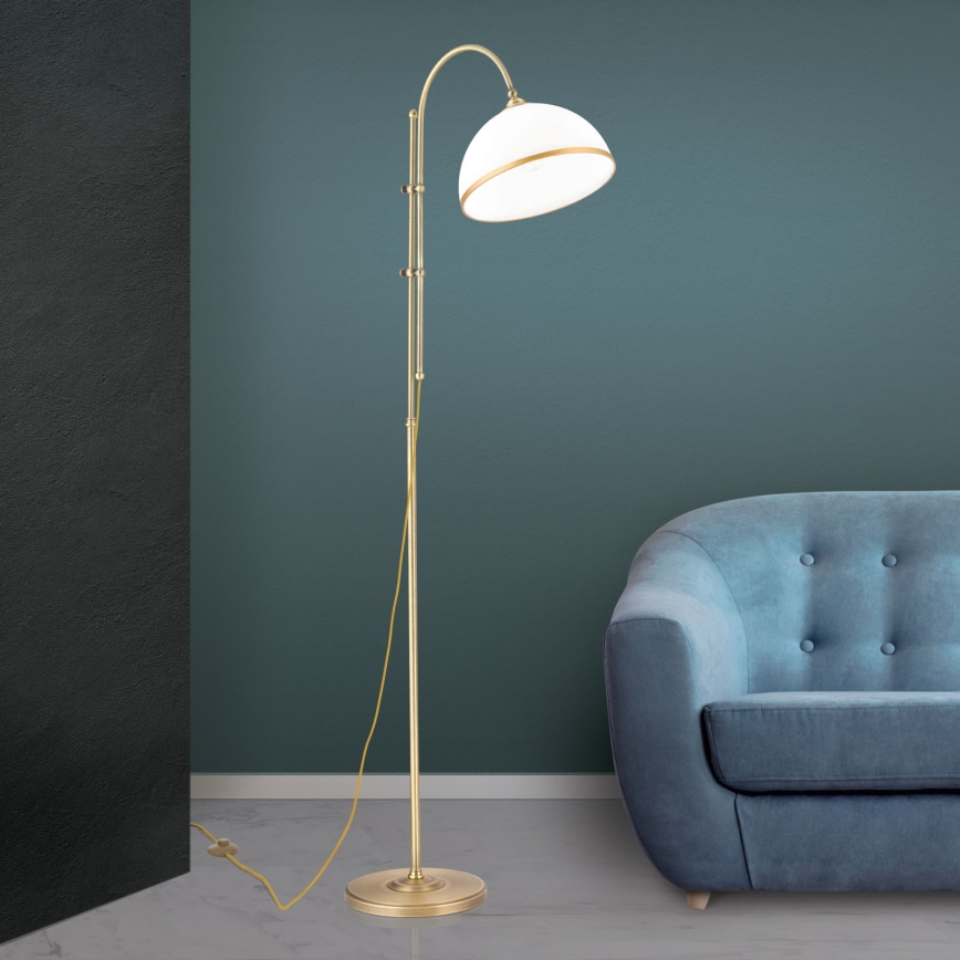 Podna lampa OLD LAMP 1xE27/40W/230V bijela/mesing
