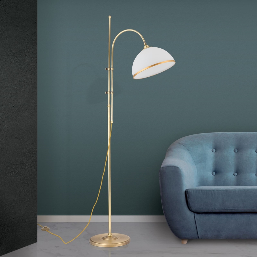 Podna lampa OLD LAMP 1xE27/40W/230V bijela/mesing
